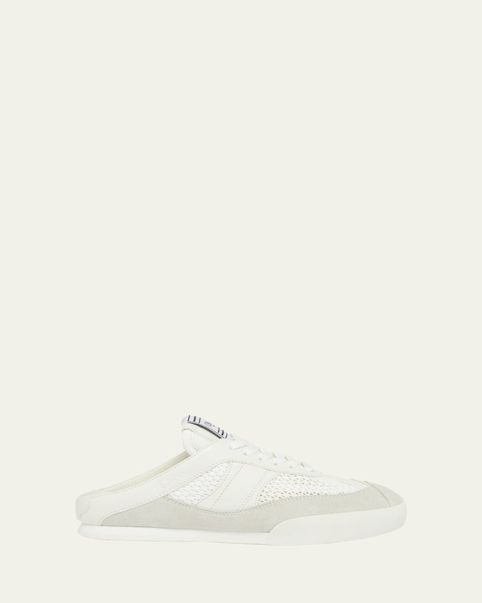 Kick Mesh and Leather Low-Top Mule Sneakers